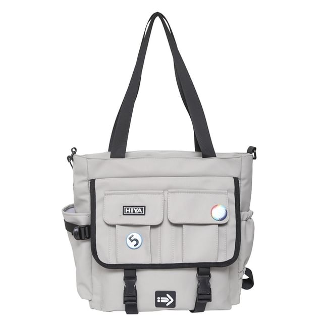 Set: Applique Multi-Pocket Tote Bag + Badge