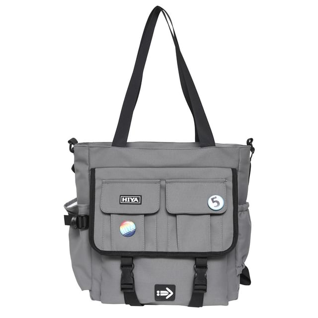 Set: Applique Multi-Pocket Tote Bag + Badge