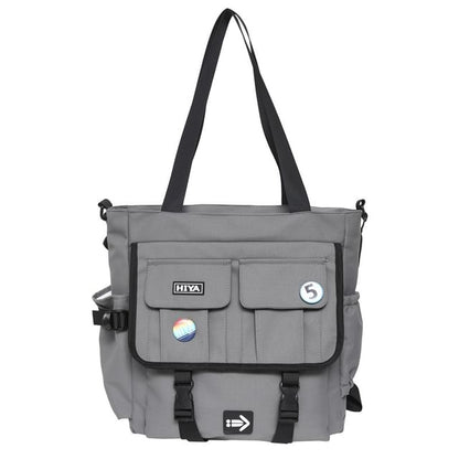 Set: Applique Multi-Pocket Tote Bag + Badge