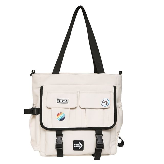Set: Applique Multi-Pocket Tote Bag + Badge