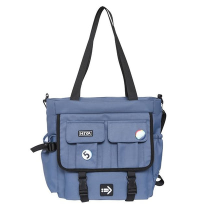 Set: Applique Multi-Pocket Tote Bag + Badge