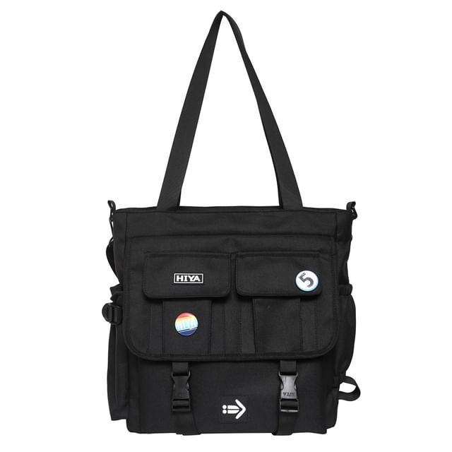 Set: Applique Multi-Pocket Tote Bag + Badge
