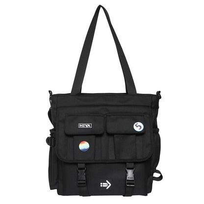 Set: Applique Multi-Pocket Tote Bag + Badge