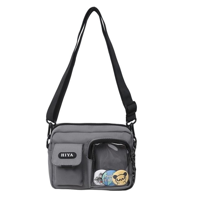 Set: Lettering Multi-Pocket Crossbody Bag + Badge