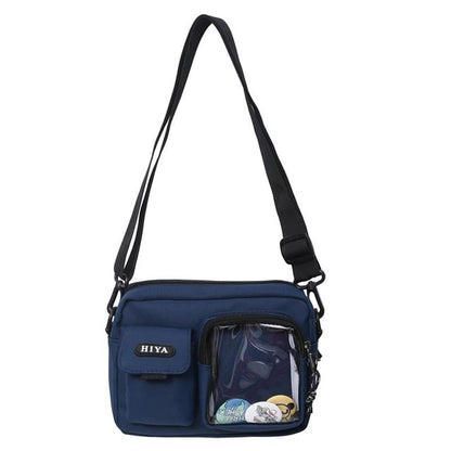 Set: Lettering Multi-Pocket Crossbody Bag + Badge