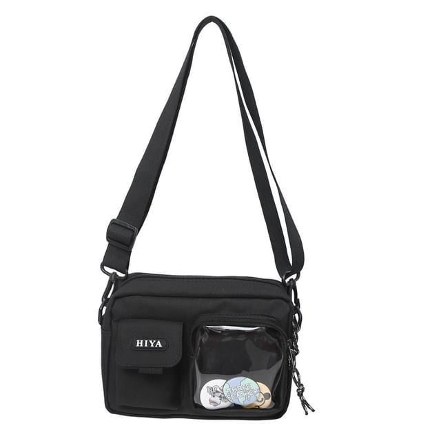 Set: Lettering Multi-Pocket Crossbody Bag + Badge