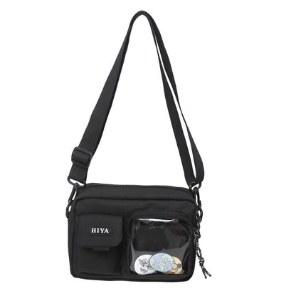 Set: Lettering Multi-Pocket Crossbody Bag + Badge
