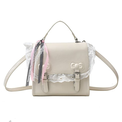 Lace Trim Bow Flap Backpack