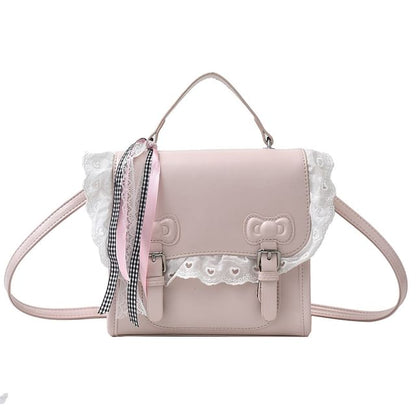 Lace Trim Bow Flap Backpack