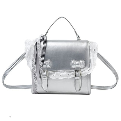 Lace Trim Bow Flap Backpack