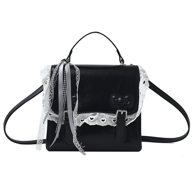 Lace Trim Bow Flap Backpack