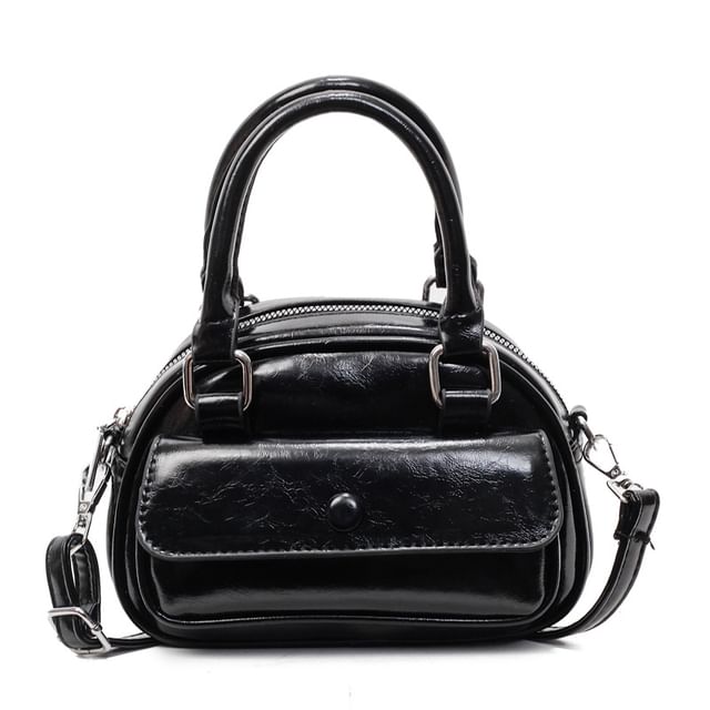Multi-Pocket Faux Leather Crossbody Bag