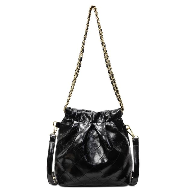 Multi-Way Quilted Chain Strap Faux Leather Shoulder Bag