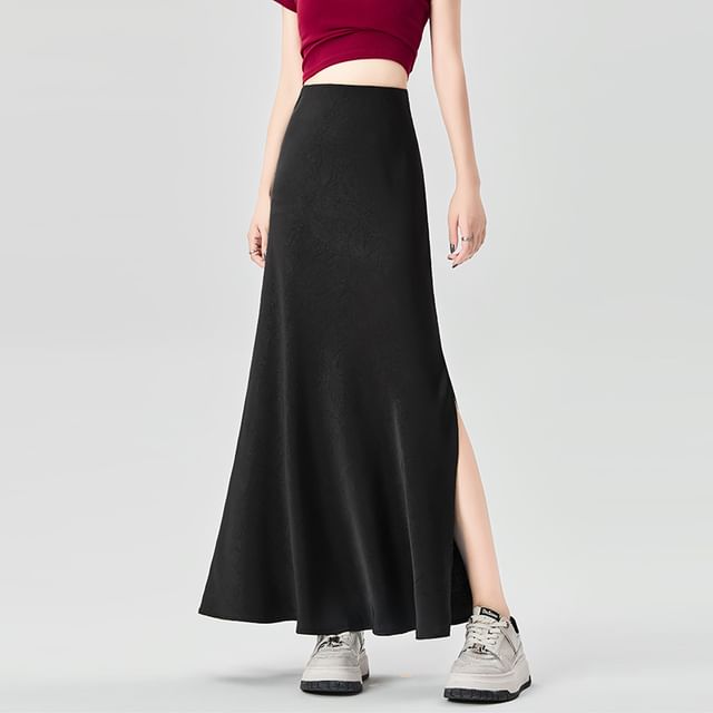 High-Waist Solid Long Mermaid Skirt