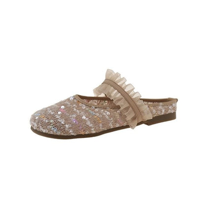 Jane Mesh Sequin Round Toe Mules Mary
