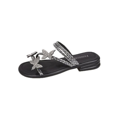 Strappy Slide Butterfly Sandals Rhinestone