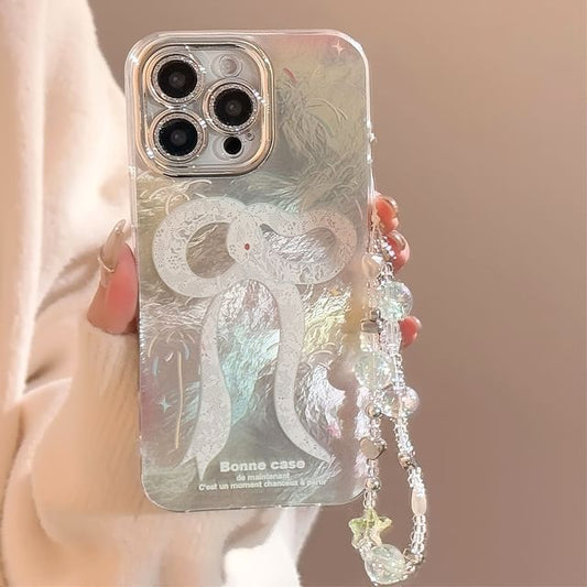 Snake Print Phone Case / Bead Phone Strap / Set