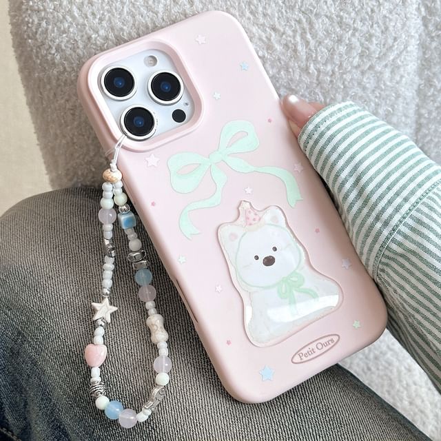 Dog Print Phone Case / Bead Phone Strap / Set