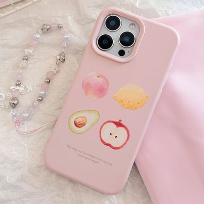 Fruit Print Phone Case / Bead Phone Strap / Set