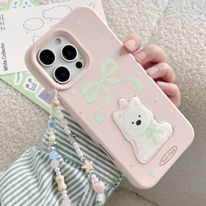 Dog Print Phone Case / Bead Phone Strap / Set