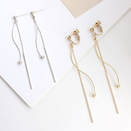 Bar Bead Dangle Earring / Clip-On Earring