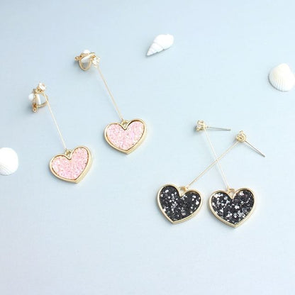 Heart Rhinestone Drop Earring