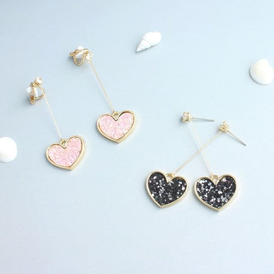 Heart Rhinestone Drop Earring