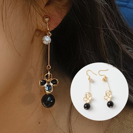 Flower Bead Drop Earring / Clip-On Earring