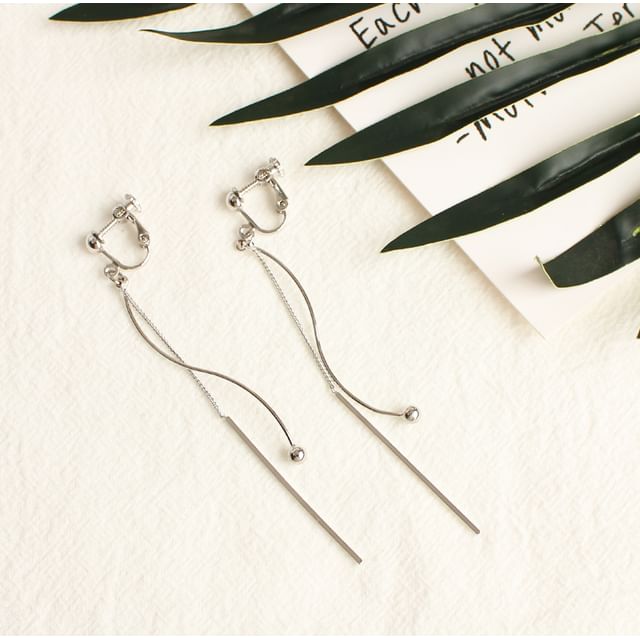 Bar Bead Dangle Earring / Clip-On Earring