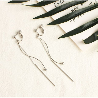 Bar Bead Dangle Earring / Clip-On Earring