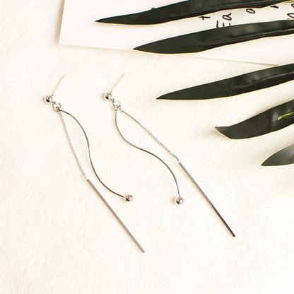 Bar Bead Dangle Earring / Clip-On Earring