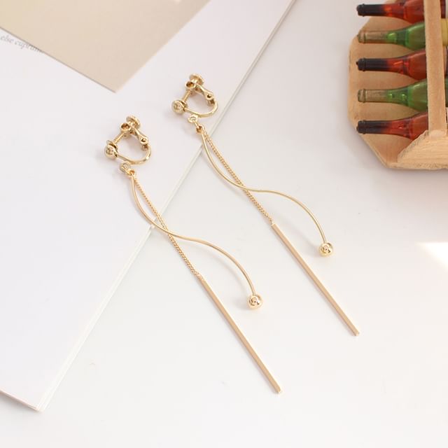 Bar Bead Dangle Earring / Clip-On Earring