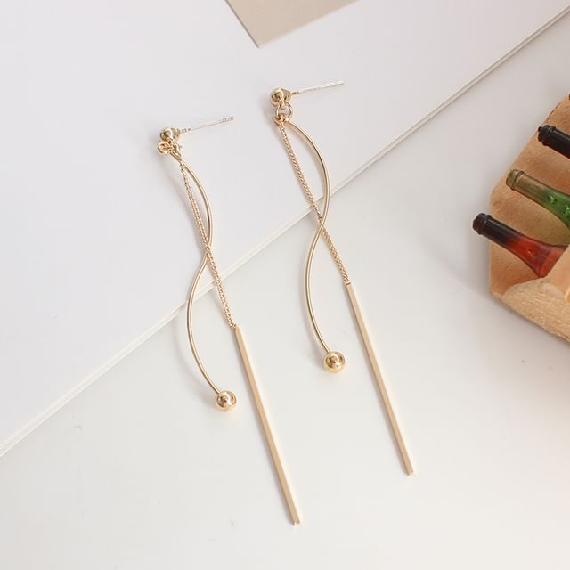 Bar Bead Dangle Earring / Clip-On Earring