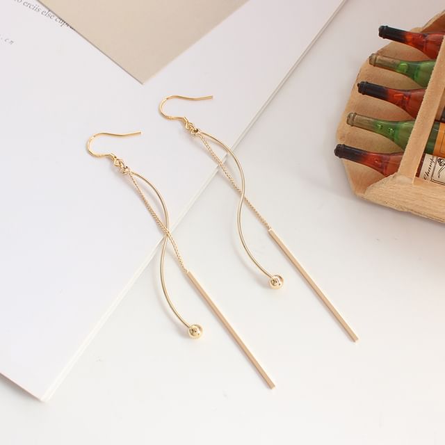 Bar Bead Dangle Earring / Clip-On Earring