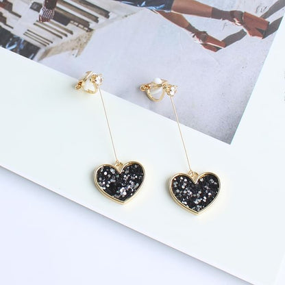 Heart Rhinestone Drop Earring