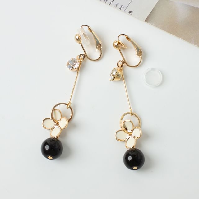 Flower Bead Drop Earring / Clip-On Earring