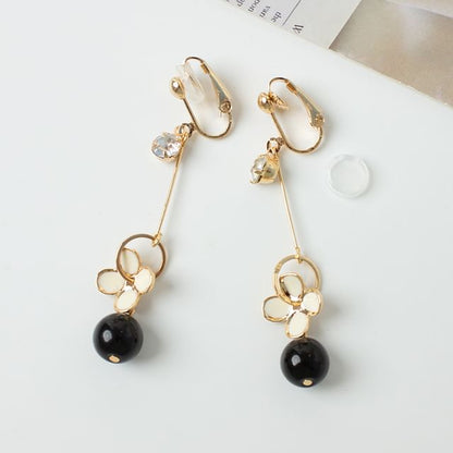 Flower Bead Drop Earring / Clip-On Earring