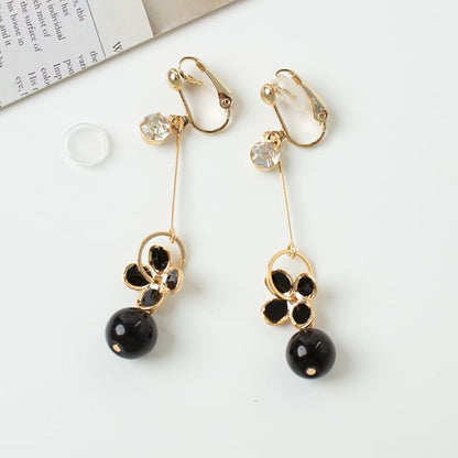 Flower Bead Drop Earring / Clip-On Earring