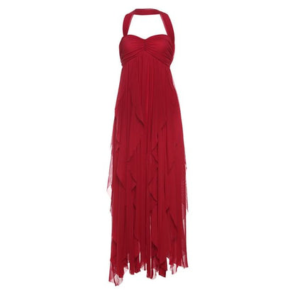 Asymmetric Open-Back Maxi Dress, Sleeveless