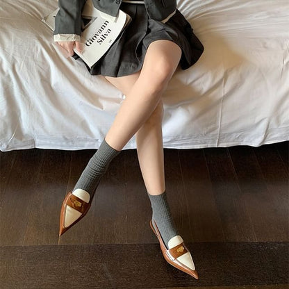 Pointed Kitten Heel Slingback Penny Loafers