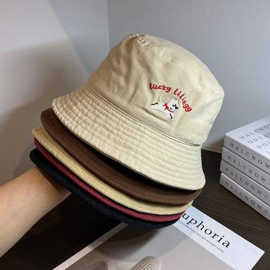Embroidered Dog Bucket Hat