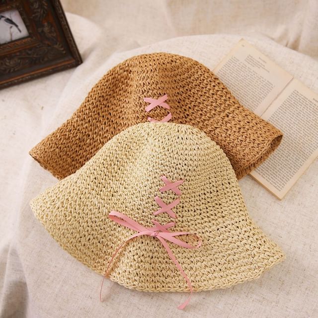 Bow Straw Bucket Hat