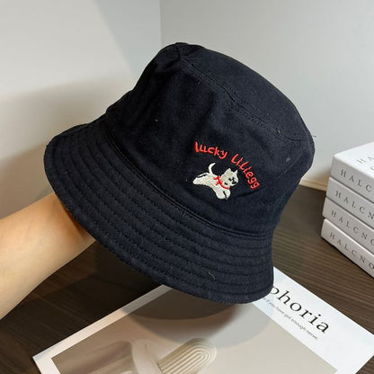 Embroidered Dog Bucket Hat