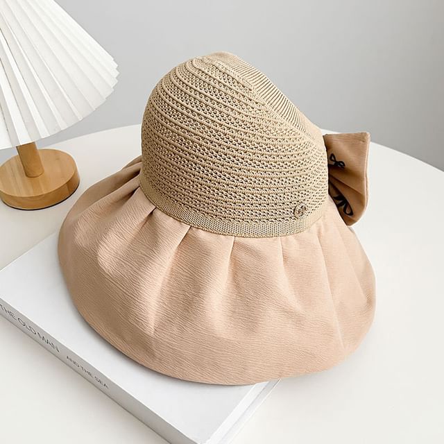 Bow Print Straw Sun Hat