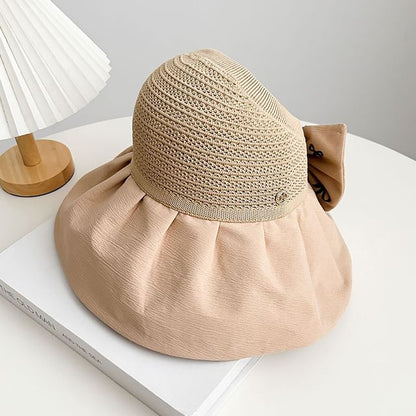 Bow Print Straw Sun Hat