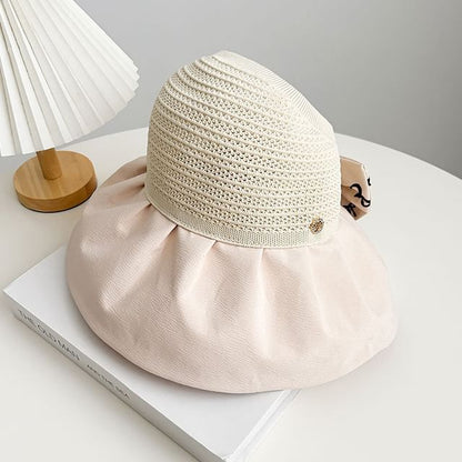 Bow Print Straw Sun Hat