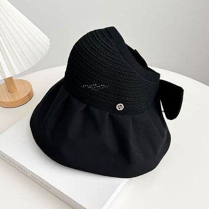 Bow Print Straw Sun Hat