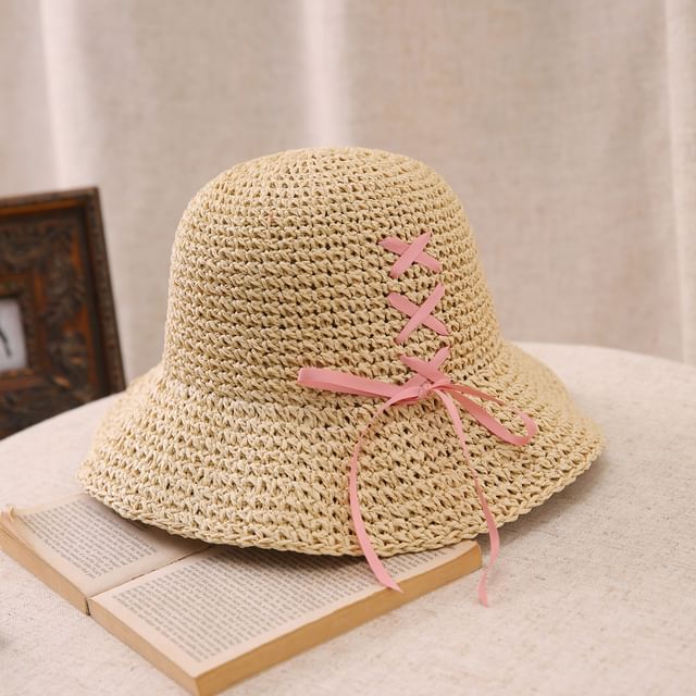 Bow Straw Bucket Hat