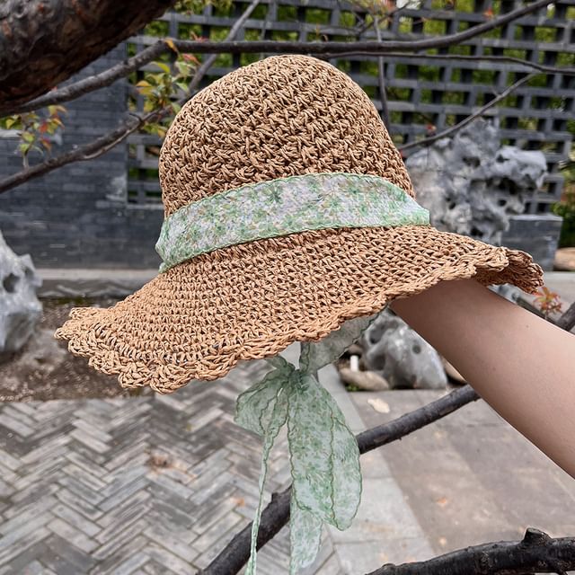 Floral Ribbon Straw Sun Hat