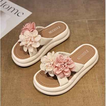 Platform Floral Slide Sandals